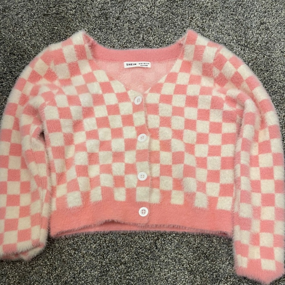 Pink fuzzy button down